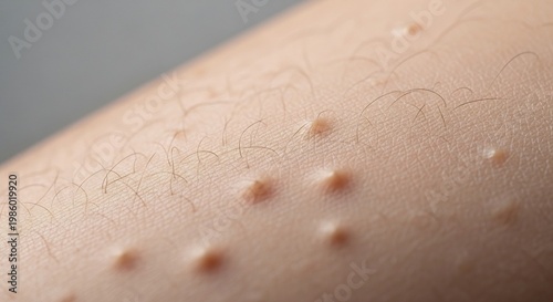 Close-up of a persons arm showing multiple small raised bumps on the skin.