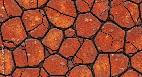 Cracked Earth Texture Background with Polygonal Shapes.