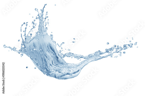 blue water splash isolated on white background
