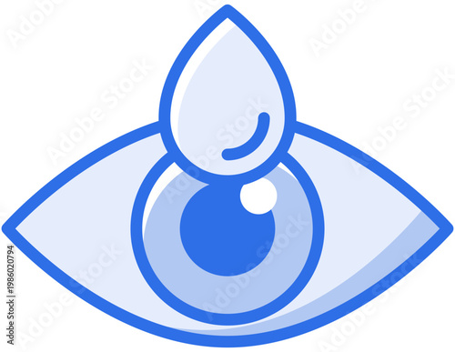 Eye drops icon blue outline style dry eye care and treatment illustration