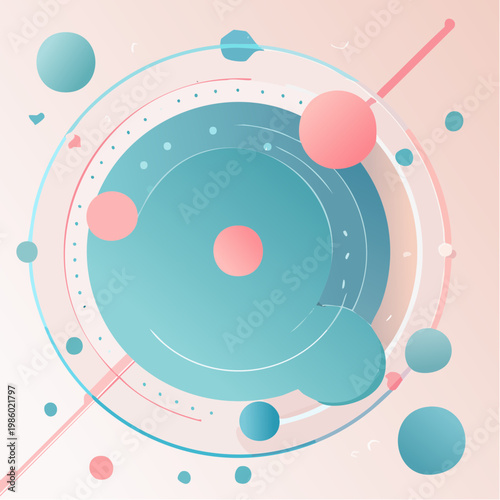 Ein minimalistischer geometrischer Hintergrund in sanften Pastelltönen aus Rosa und Türkis.