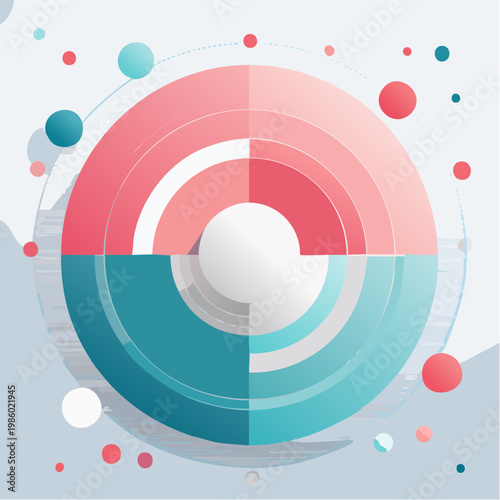 Ein minimalistischer geometrischer Hintergrund in sanften Pastelltönen aus Rosa und Türkis.