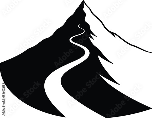 Canvas Print Silhouette mountain path leading to the peak icon vector design