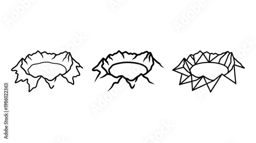 Set of Three Stylized Crater Designs