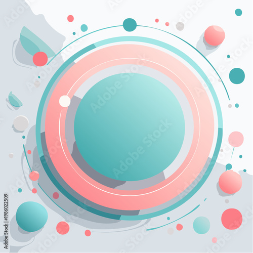 Ein minimalistischer geometrischer Hintergrund in sanften Pastelltönen aus Rosa und Türkis.