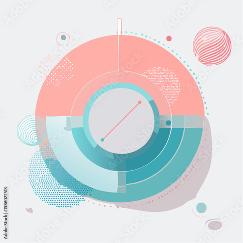 Ein minimalistischer geometrischer Hintergrund in sanften Pastelltönen aus Rosa und Türkis.