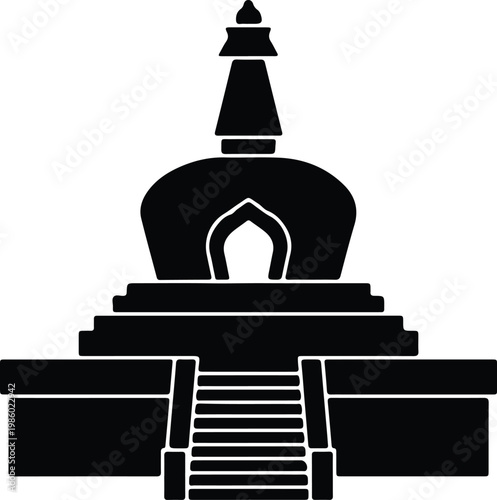 Silhouette traditional Buddhist stupa temple chorten monument vector design