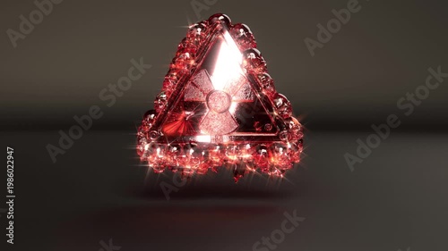 Red glass sign nuke radiation danger bg rotation endless 4k