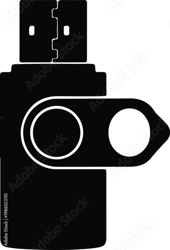 Silhouette USB flash drive memory stick swivel cap technology vector design