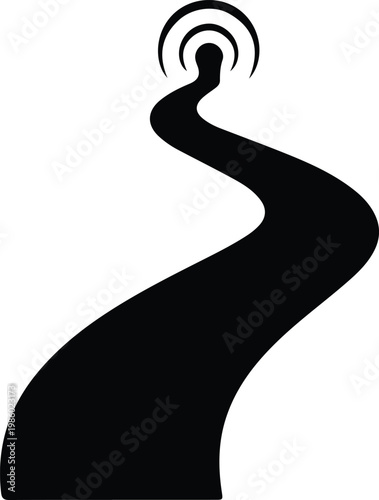 Silhouette winding path leading to connection signal vector design