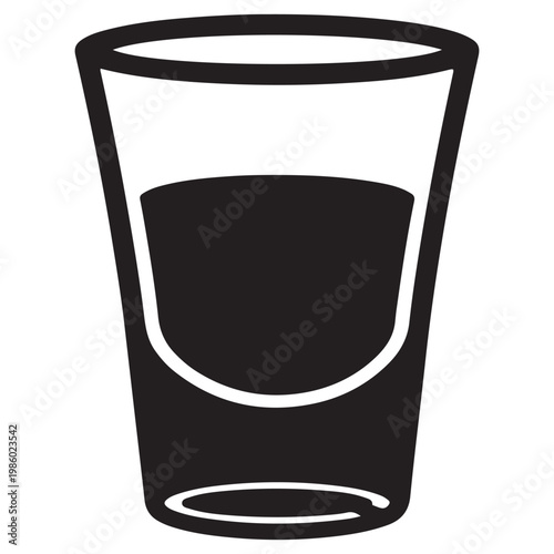 Shot glass icon with liquid vector illustration for bar menu and alcohol beverage signage