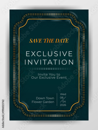 Exclusive luxury gold line invitation card with elegant premium layout design for wedding celebration formal event reception and sophisticated occasion template