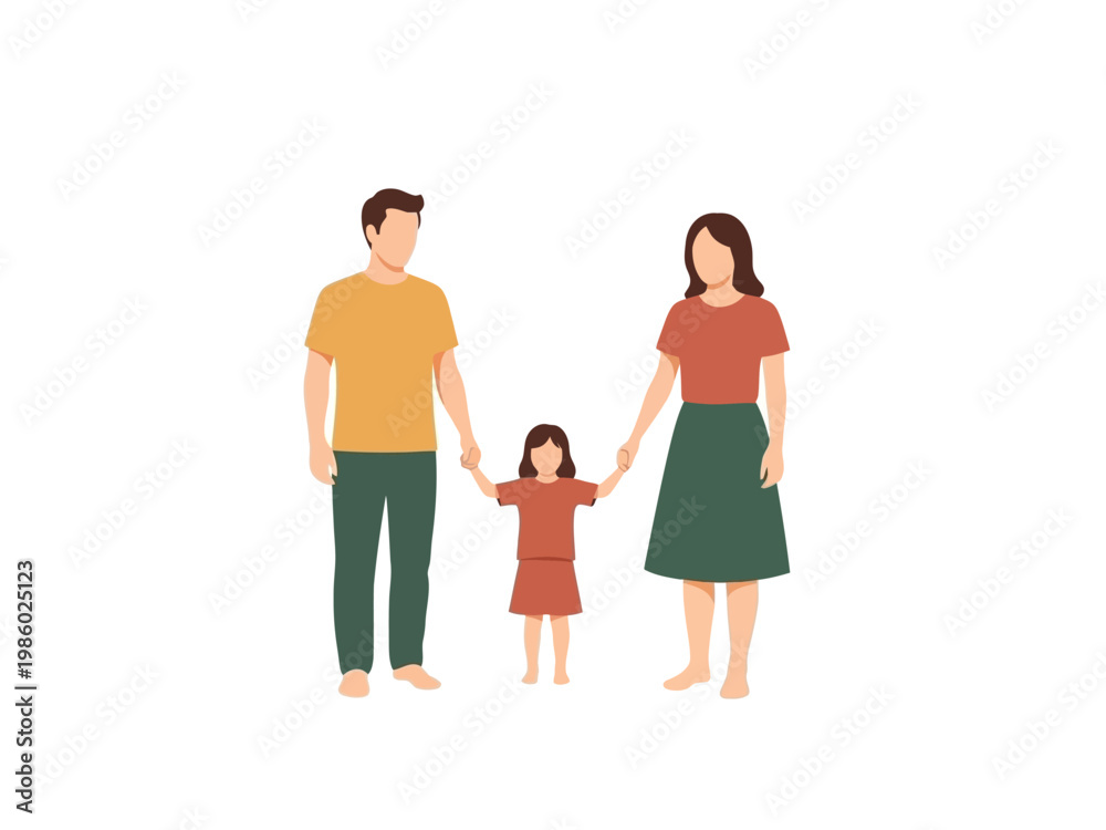 Obraz premium Happy Family Holding Hands Together Illustration.
