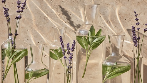 Summer Herb Botanical Infusion with Solar Refraction and Sculptural Glass
