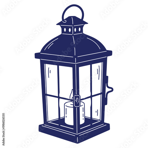 Elegant lantern illustration with candle flame glowing providing a warm and welcoming ambiance perfect for various decorative purposes and design projects