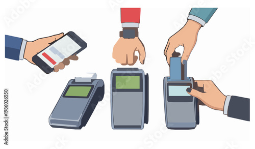 Cashless payment mobile wallet NFC POS technology vector