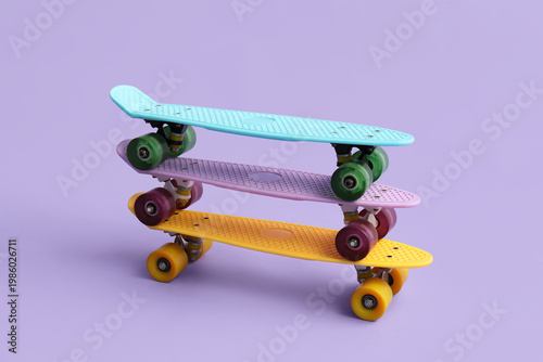 Colorful skateboards on lil...
