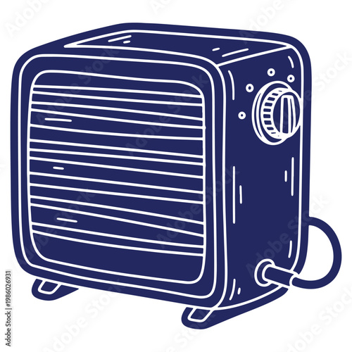 Illustration of a Portable Electric Space Heater for Home Heating and Winter Warmth Vector Art