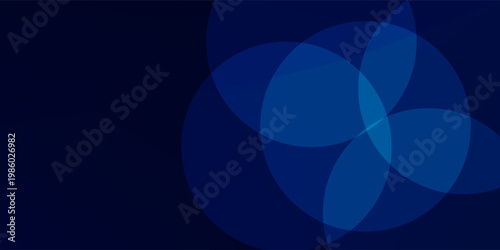 Dark Blue Abstract Background with Circles and Halftone Gradient Design. eps 10
