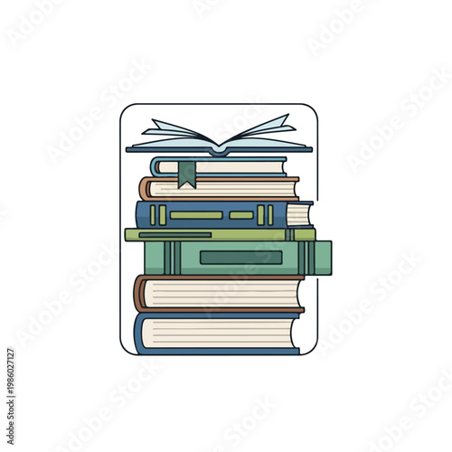 Stack of Books with Open Pages