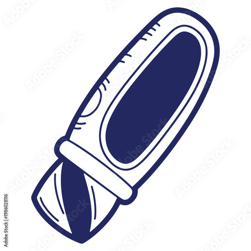 Utility knife vector illustration perfect for crafts and general cutting jobs with dark blue lines on a white background