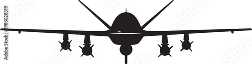 Military drone, stealth aircraft, black silhouette, fighter jet, aviation icon