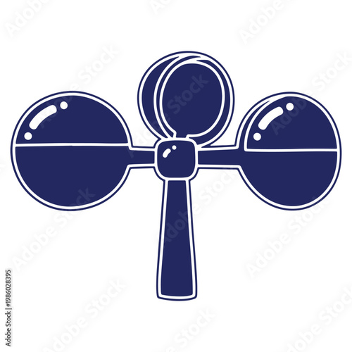 Vector Illustration of Weather Vane Device in Dark Blue for Website and Graphic Element Designs