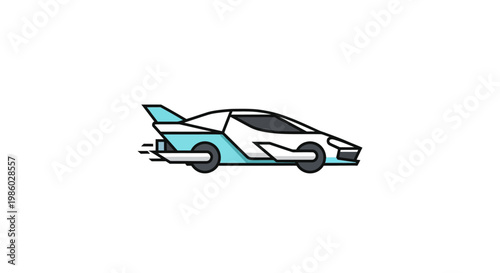 A futuristic sports car speeding along.