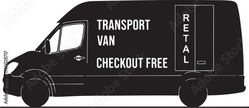 Black transport van, retail delivery truck, checkout free vehicle, side view