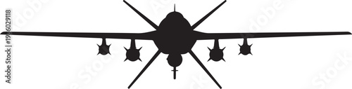 Military drone, unmanned aerial vehicle, stealth aircraft, black silhouette