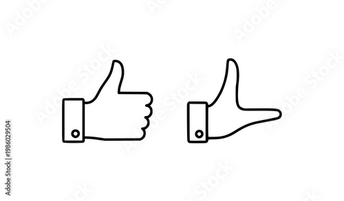 A vector graphic illustration of thumbs up and thumbs down icons