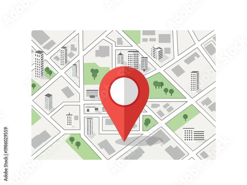 Red Location Pin on City Map Illustration.