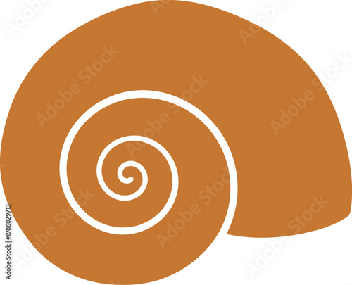 Orange snail shell with white spiral shell shape spiral brown shell