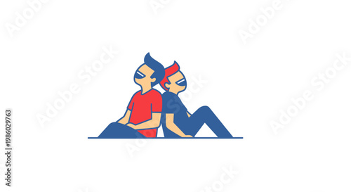 Two cartoon characters sitting together peacefully.