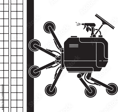Drone, robotic, black, vector, illustration, aerial, vehicle, technology, innovation, robotics