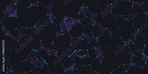 Networked Connections: Abstract digital network, symbolizing the intricate connections of the modern era, with nodes and lines forming a complex, interconnected web.