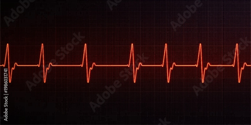 A medical monitor displays a heart beat cardiogram and EKG trace, showing a pulsing lifeline wave that represents the vital health and cardiology rate in a hospital healthcare setting