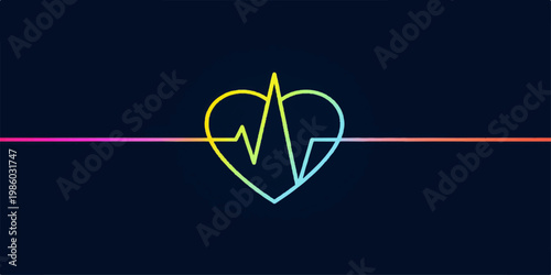 A simple heartbeat line forming a heart shape symbolizing health, life, love, and medical success