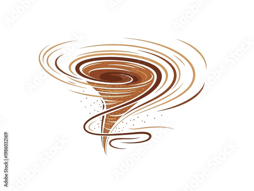 Stylized illustration of a powerful swirling tornado.