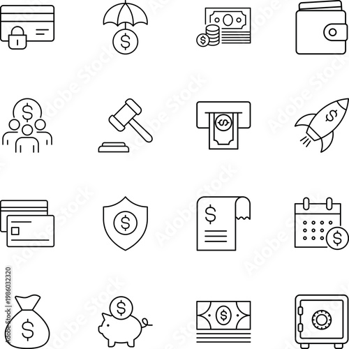 Financial icons for business and investment