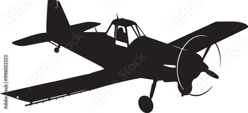 Black airplane silhouette, aircraft icon, vector plane, transportation symbol