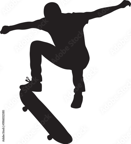 Skateboarder, black silhouette, action sports, extreme, skateboarding