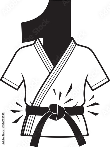 Martial arts uniform, karate gi, taekwondo suit, combat sports outfit, white and black