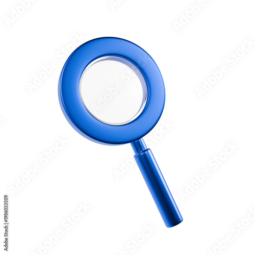 Obraz na plátne Search Icon  blue 3D Glass Magnifying Glass Minimal Design