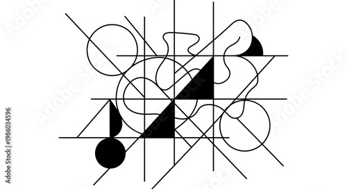 Minimalist vector illustration of a black spider on a white background integrated into a scientific atomic symbol design featuring molecular spheres and electron orbits as a stylized spider web