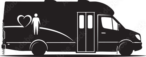 Campervan, RV, motorhome, silhouette, travel, adventure, love, vector