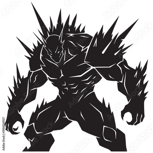 Aggressive Spiked Monster Silhouette Vector Illustration for Gaming and Esports Logo Design