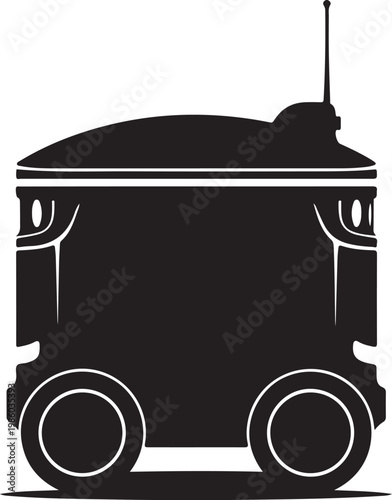 Black food truck, vector food cart, restaurant vehicle, delivery transport