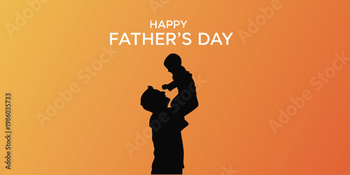 Happy father's day heartwarming silhouette of father and child celebrating