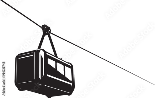 Cable car, gondola lift, aerial tramway, transportation icon, travel symbol